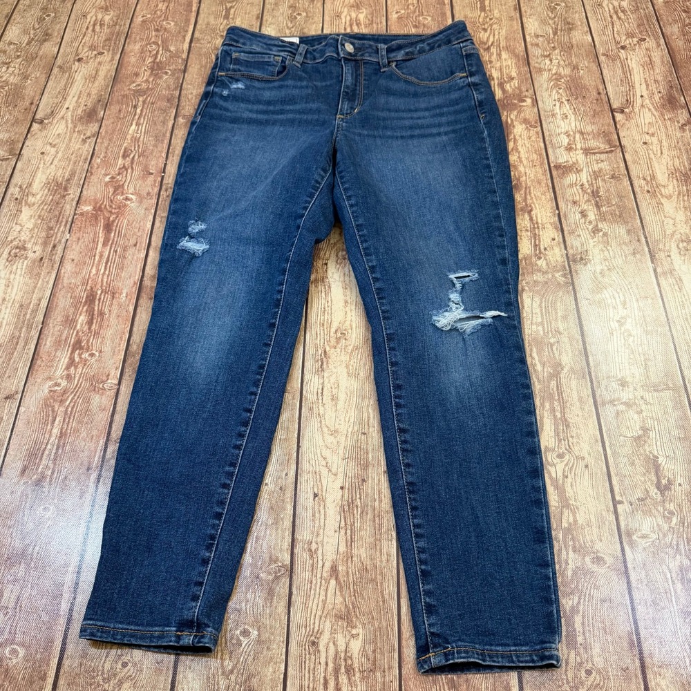 Gap Universal Jegging Jeans Womens 10 Petite Blue Distressed Mid Rise Slim